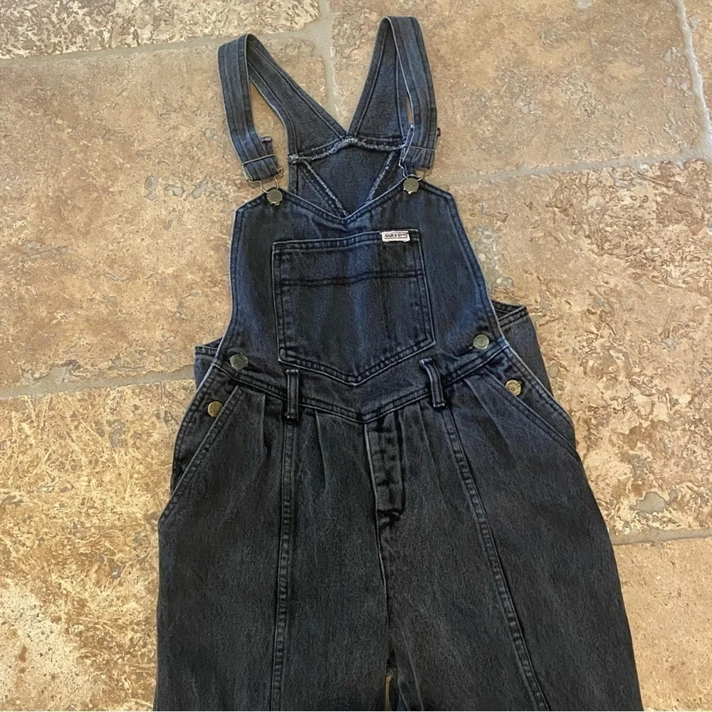 Vintage GUESS Girls Teens Gray Denim Overalls Size 14-Made in USA